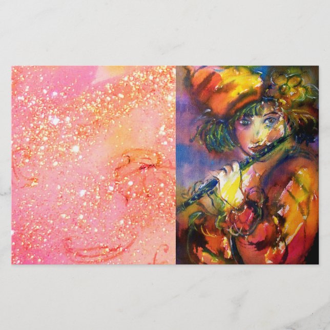 Papeterie PORTRAIT FLUTISTE / Mascarade vénitienne / (Devant)