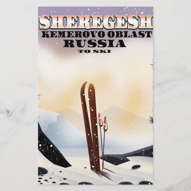 Papeterie Poster de voyage de ski Sheregesh Russia. (Devant)