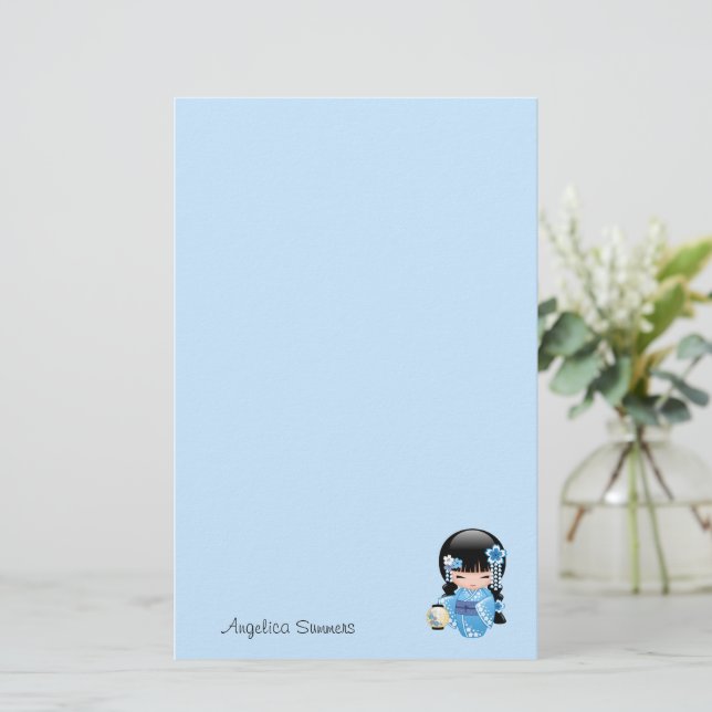 Papeterie Poupée Kokeshi hiver - CuteJaponaise Geisha Girl (Debout devant)