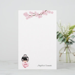 Papeterie Poupée Kokeshi Kimono Rose