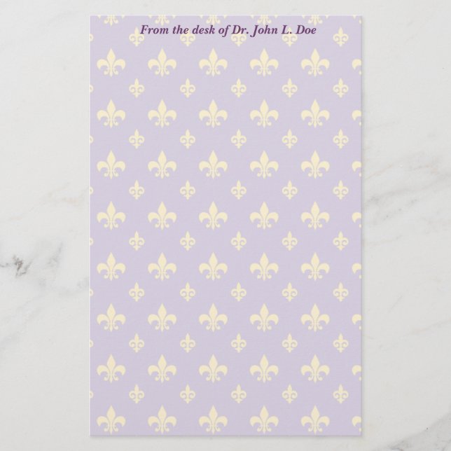 Papeterie Pourpre et or Fleur de lis Stationery (Devant)