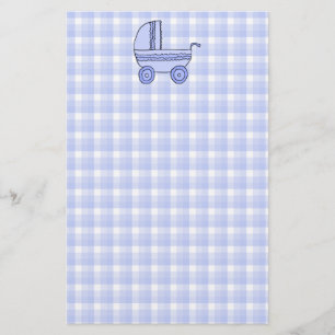 Papeterie Poussette de bébé. Bleu-clair sur le modèle de