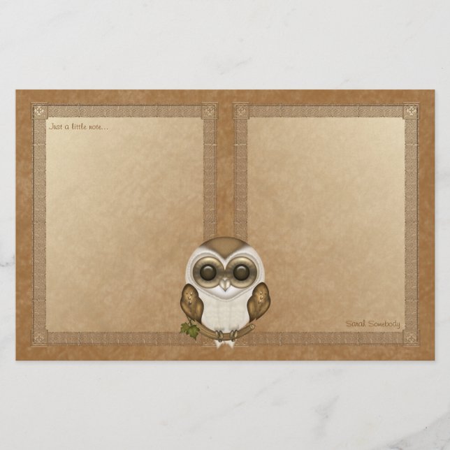 Papeterie Prise de bec le papier à lettres de hibou de (Devant)