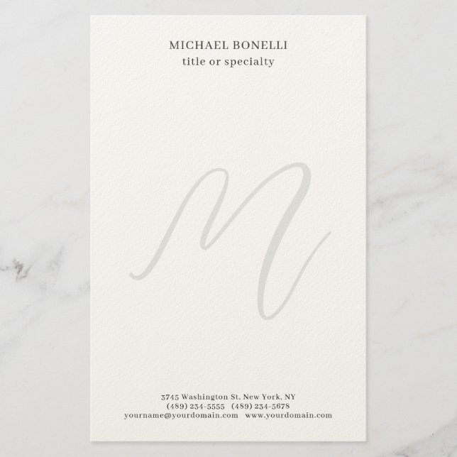 Papeterie Professional Plain Modern Minimalist Monogrammed (Devant)