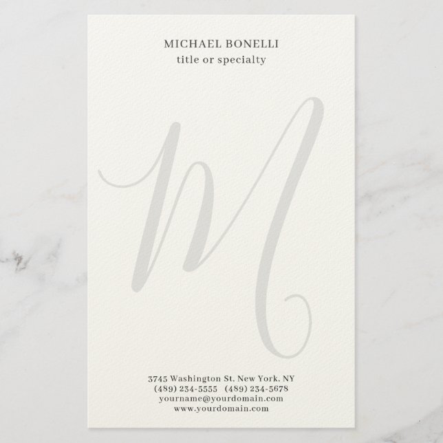 Papeterie Professional Plain Modern Minimalist Monogrammed (Devant)