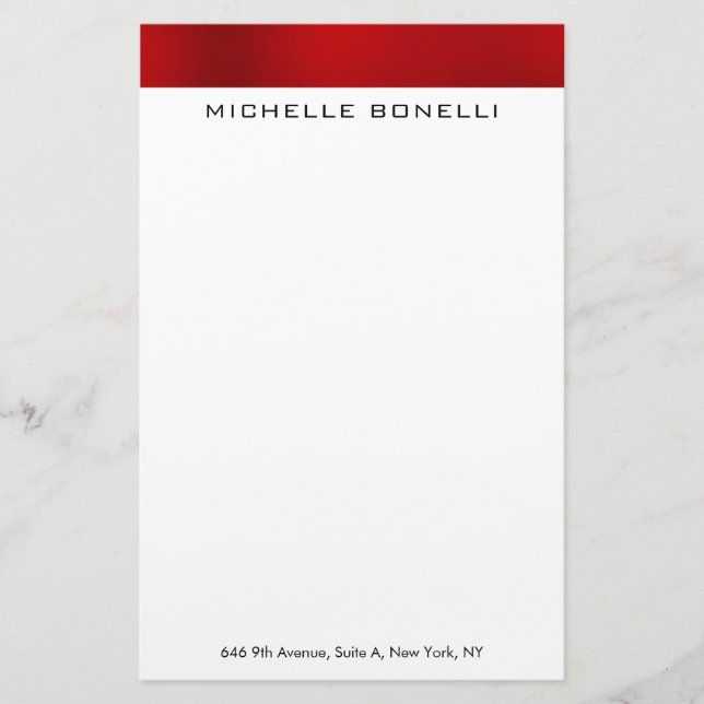Papeterie Professionnel élégant moderne rouge blanc minimali (Devant)