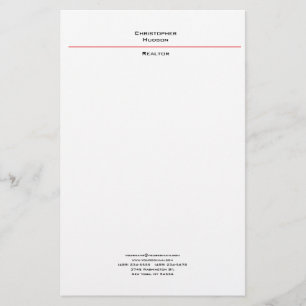 Papeterie Professionnel Noir Rouge Blanc Simple Plat
