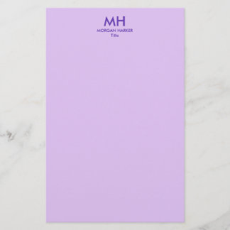 Papeterie Purple Lilac Minimal Clean Initials