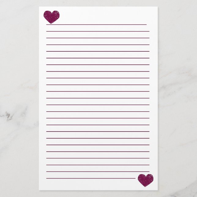 Papeterie rayée par coeur violet magenta de (Devant)