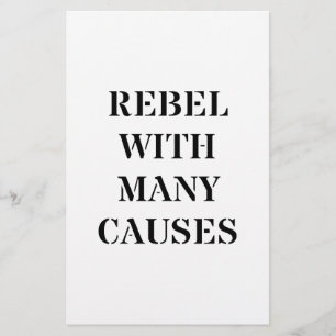 Papeterie Rebel avec de nombreuses causes