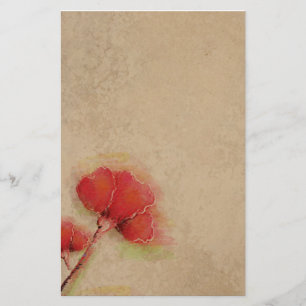 Papeterie Regard rouge vintage de parchemin de pavots