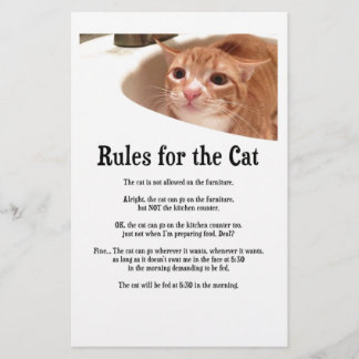 Papeterie Règles pour le chat