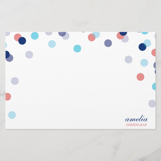 Papeterie REMARQUE PERSONNALISÉE jolie confetti bleu marine  (Devant)