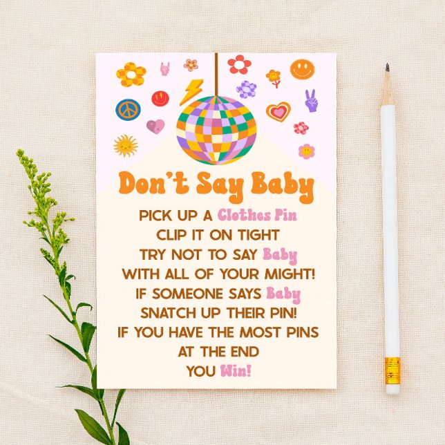 Papeterie Retro 70's Super Ne pas dire Baby shower jeu (Créateur téléchargé)