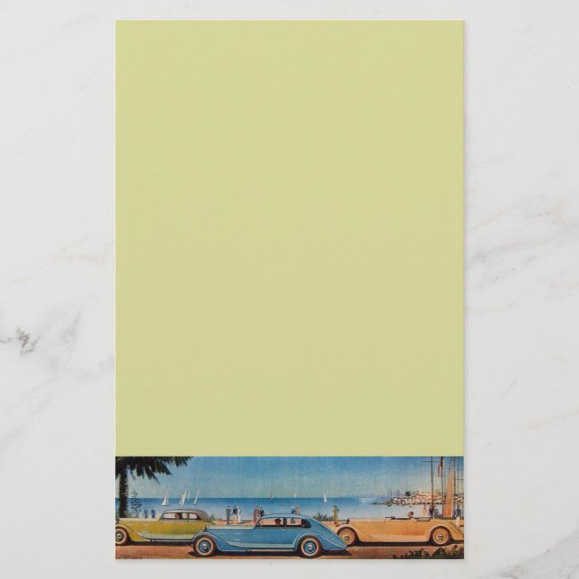 Papeterie RETRO CARS - Auto réparation automobile, bleu jaun (Devant)