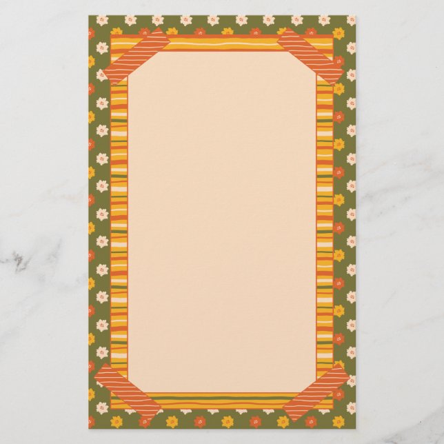 Papeterie Retro Spring Hand Drawn Faux Washi Floral Vertical (Devant)