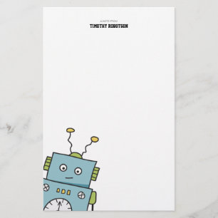 Papeterie Robot tiré par la main bleu mignon