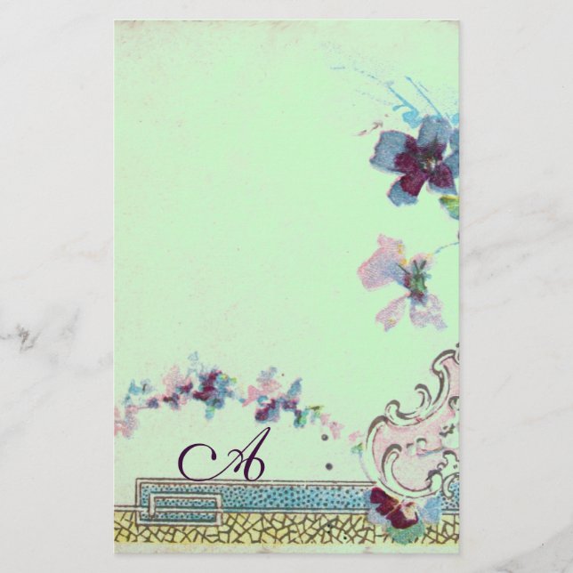 Papeterie ROMANTİCA Blue Green Mariage Floral Monogramme (Devant)