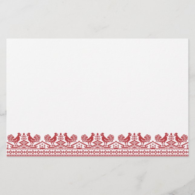 Papeterie Rooster cross-stitch (Devant)