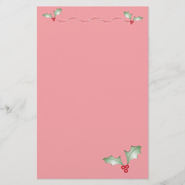 Papeterie Rose de Noël avec le houx vert mou (Devant)