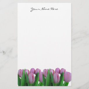 Papeterie rose de tulipes