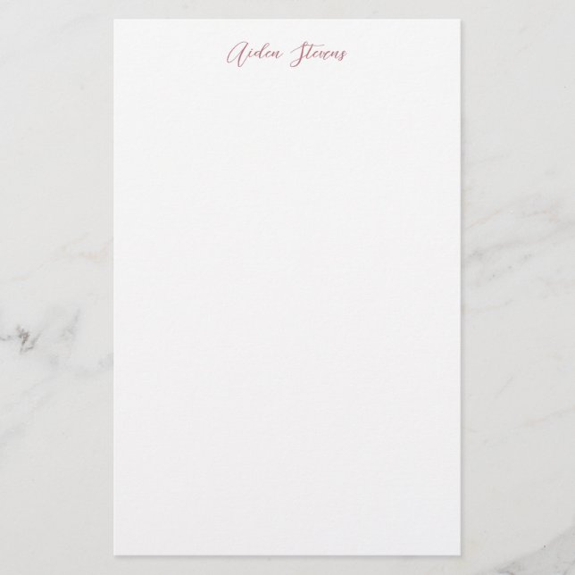 Papeterie Rose Gold Calligraphié Élégant Nom Blanc (Devant)