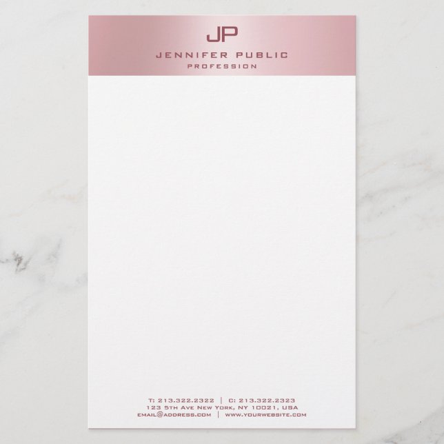 Papeterie Rose Gold Moderne Monogramme Modèle Élégant (Devant)