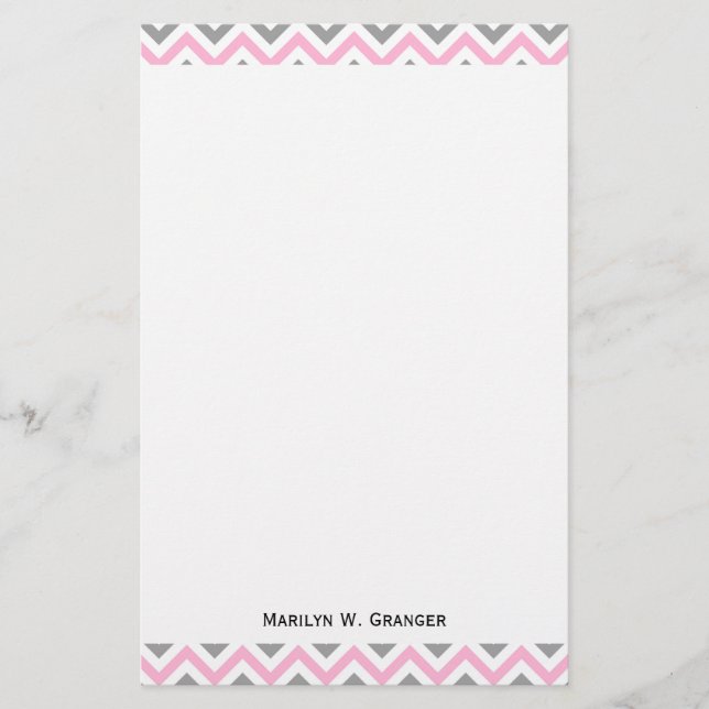 Papeterie Rose, Gris Dk What Grand Motif Chevron ZigZag (Devant)