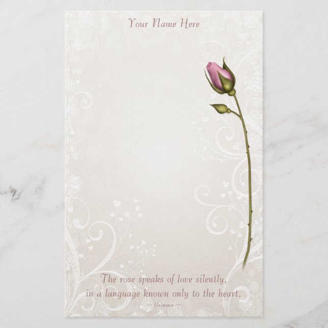 Papeterie Rose Heart Flourish (Devant)