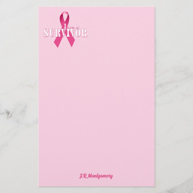 Papeterie Rose Ribbon Breast Cancer Survivor (Devant)