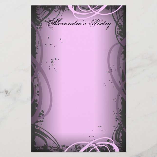 Papeterie rose vintage de poésie (Devant)