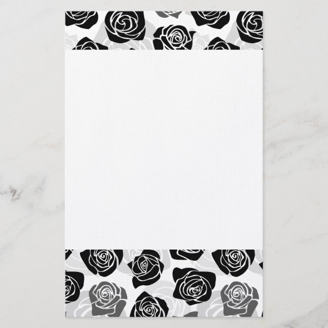 Papeterie Roses Vintages chic en noir et blanc (Devant)