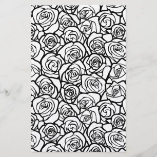 Papeterie Roses Vintages en noir et blanc
