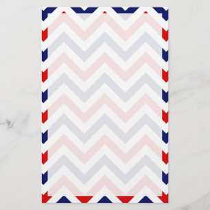 Papeterie Rouge, Blanc, Bleu Grand Chevron Motif ZigZag
