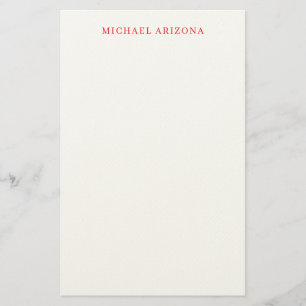 Papeterie Rouge Blanc Minimaliste Simple Plain Moderne Propr