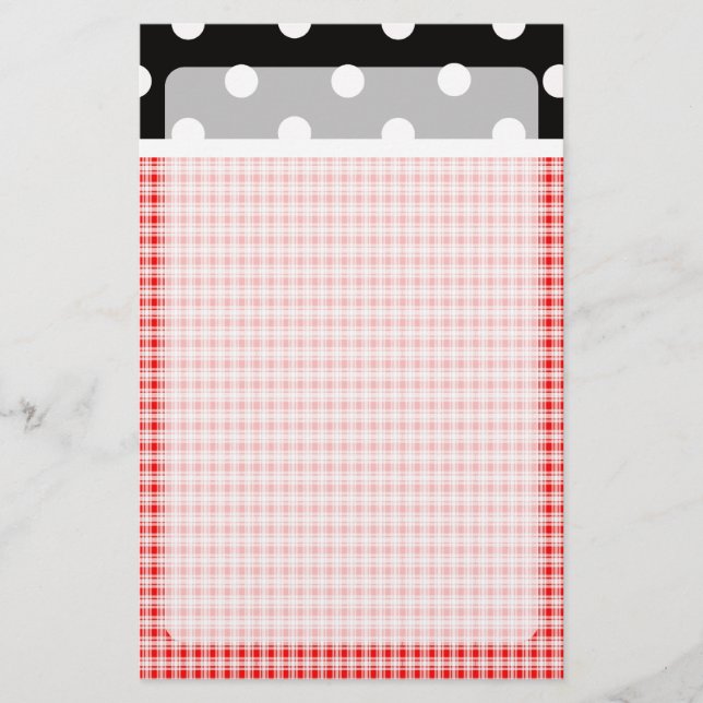 Papeterie Rouge Plaid et Pois (Devant)
