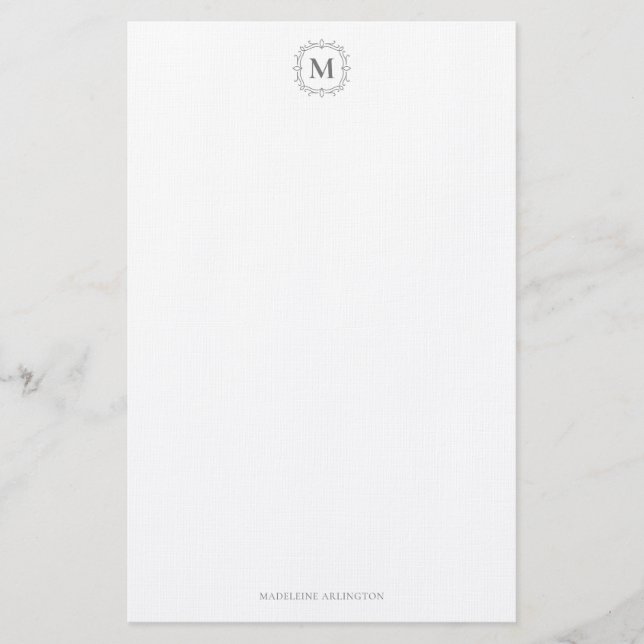 Papeterie Royal Monogram Crest Smokey Grey Personnalisé (Devant)