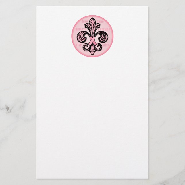 Papeterie Ruban rose Fleur de lis (Devant)
