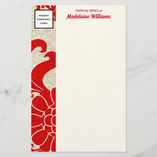 Papeterie Ruby Red Border avec logo d'entreprise (Devant)