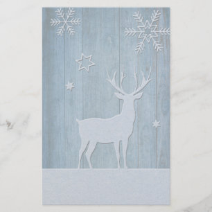 Papeterie Russe Bleu Bois Reindeer Pays Noël