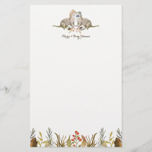 Papeterie Russe Boho Woodland Otter Mariage d'aquarelle