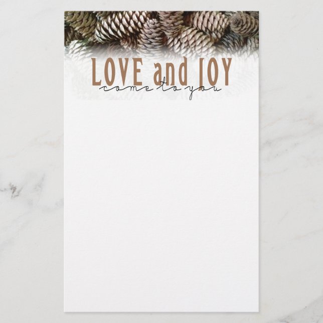 Papeterie Rustic Holiday Love and Joy Pine Cone (Devant)