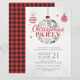 Papeterie Rustic Plaid Noël Fête Invitation