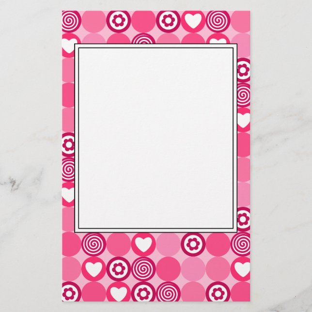 Papeterie Saint-Valentin Motif Cœur Rose et Points de Fleurs (Devant)