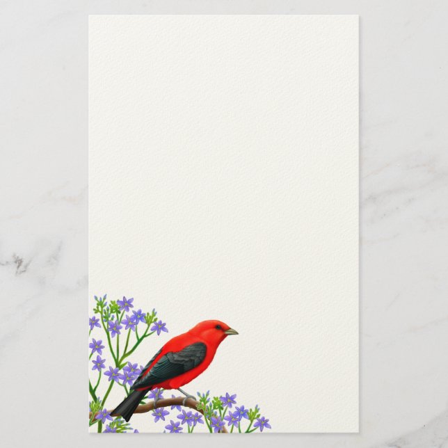 Papeterie sauvage d'oiseau de Tanager d'écarlate (Devant)