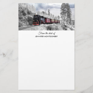 Papeterie Scène de Noël d'hiver du train vintage