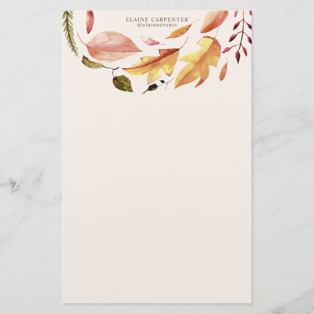Papeterie sensation automne élégant monogramme floral (Devant)
