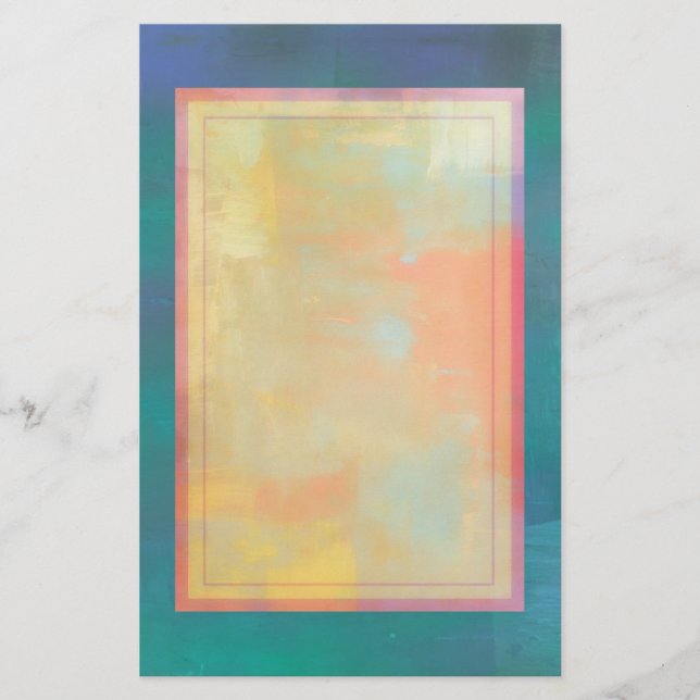 Papeterie Sérénité Abstraite verte et violette (Devant)