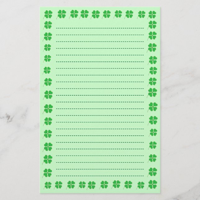 Papeterie Shamrocks découpés en or, papier à lettres (Devant)