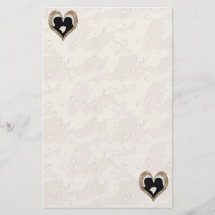 Papeterie Silhouette de baiser en couple (Coeur de camouflag